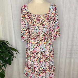 Colorful Abstract Print Midi Dress